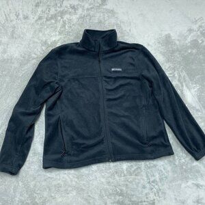 Columbia Black Full Zip Fleece Jacket XL Lightweight Polyester Warm a0803